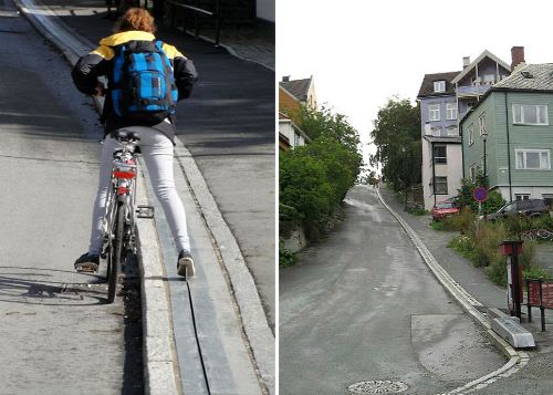 Na Uy xây cầu thang tự động cho người đi xe đạp